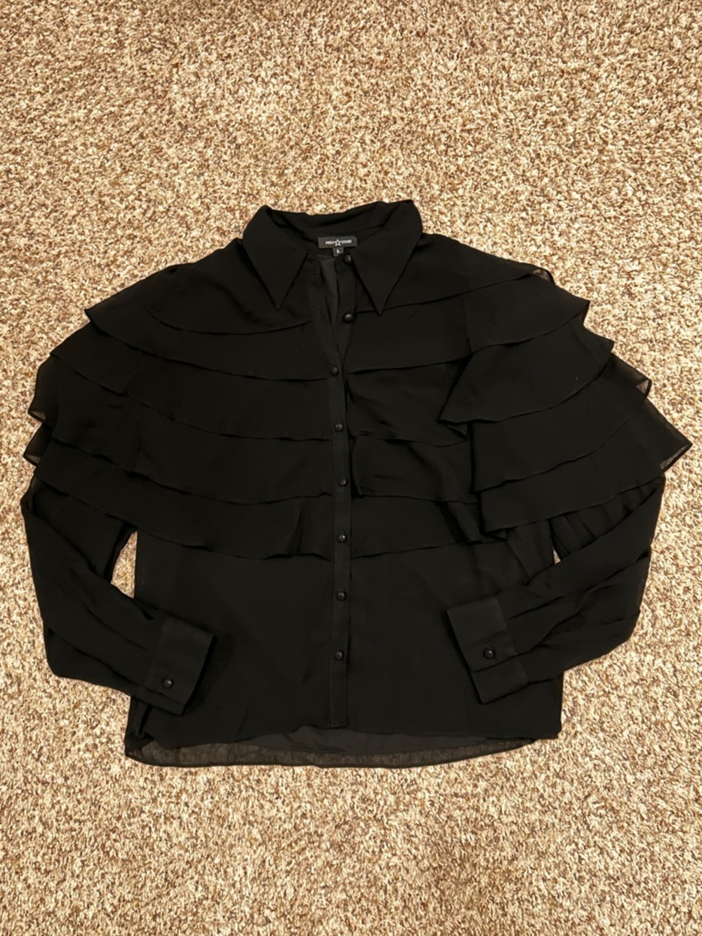 Area Stars Ruffle Long Sleeve Top Size Large